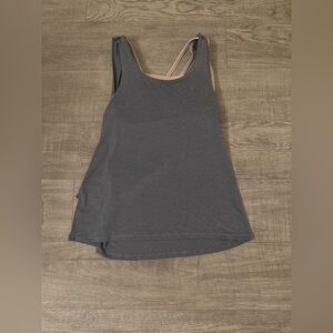 Lululemon Gray Criss Cross Tank Top and built in Beige Sports Bra Size 6